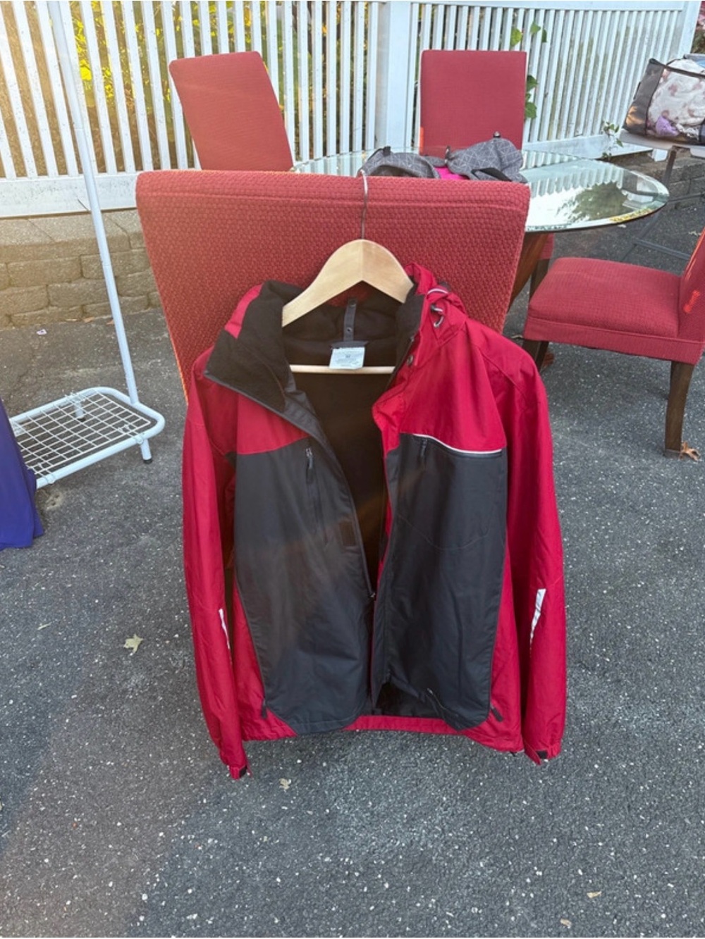 Champion Red and Black Hooded Raincoat